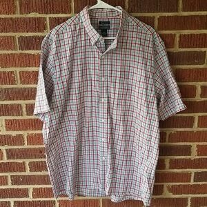 Saddlebred Checkered Plaid Button Down Collared Shirt Business Casual Career XXL